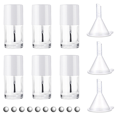 Прозрачный стеклянный лак для ногтей пустая бутылка, с 201 шариками из нержавеющей стали и пластиковой воронкой