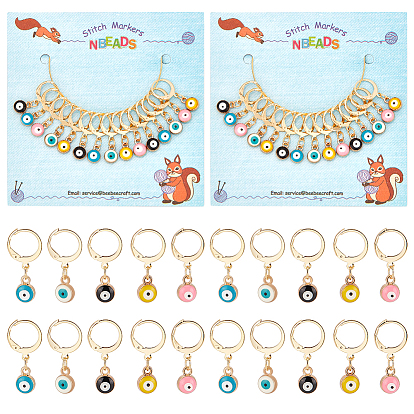 15 шт. 5 цветной сплав эмаль амулеты сглаза блокирующие стежки, с позолоченными 304 фурнитурой из нержавеющей стали