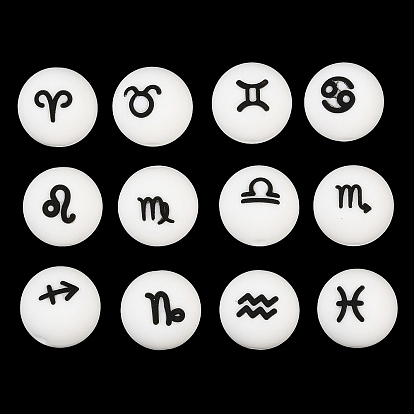 The Zodiac Silicone Beads, Round, White