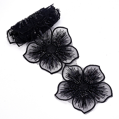 1 полиэстеровые ленты длиной в ярд, кружевная отделка с пластиковыми бусинами, цветок