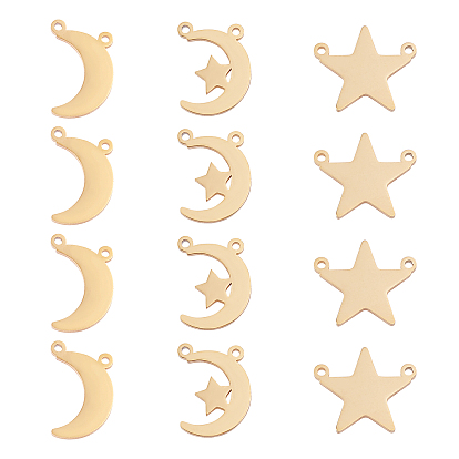 12 шт. 3 стиль вакуумное покрытие pvd 304 подвески из нержавеющей стали, Луна и звезды