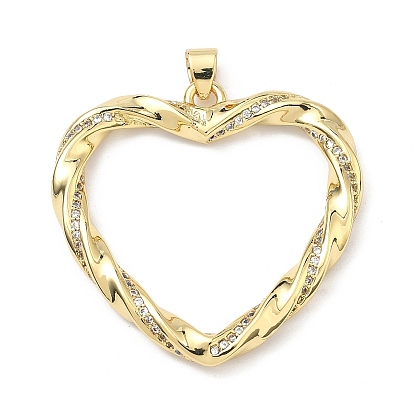 Латунные микро проложить кубического циркония подвески, сердце прелести, стойки покрытие, долговечный, без кадмия и без свинца