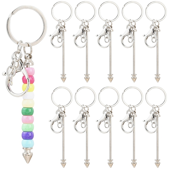 10 шт. брелок из сплава с бусинами для изготовления ювелирных изделий своими руками, С застежками из омаров сплава и железным кольцом, пуля