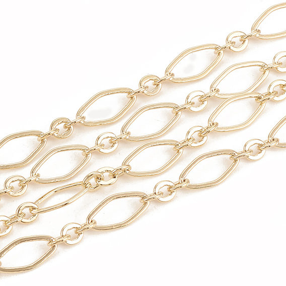 Soldered Brass Figaro Chains, Oval Link Chains, with Spool