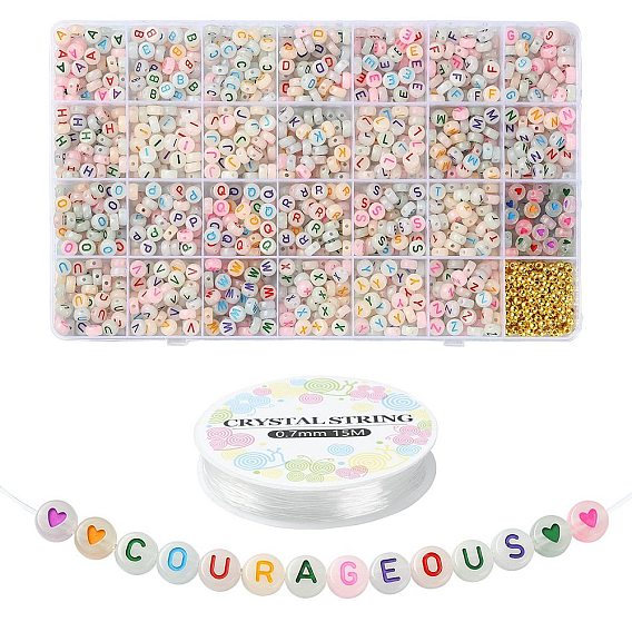 Набор для изготовления ожерелья из акрила и пластика с буквами и сердечками своими руками, эластичный браслет из бисера, комплект ювелирных изделий