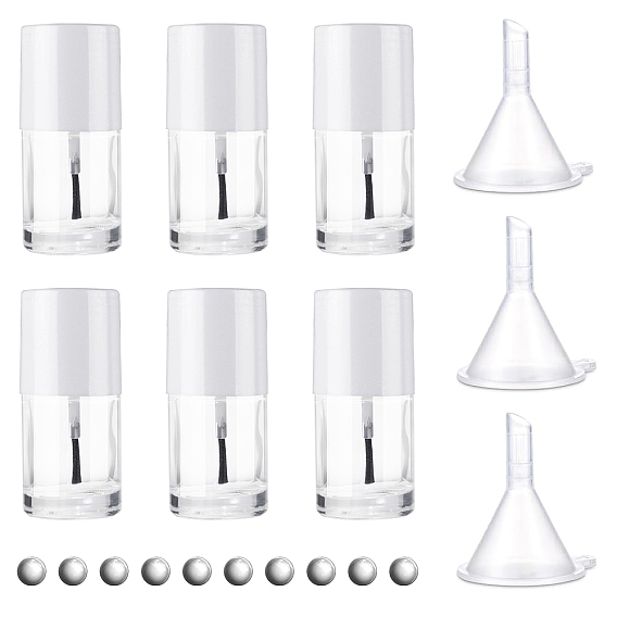 Прозрачный стеклянный лак для ногтей пустая бутылка, с 201 шариками из нержавеющей стали и пластиковой воронкой