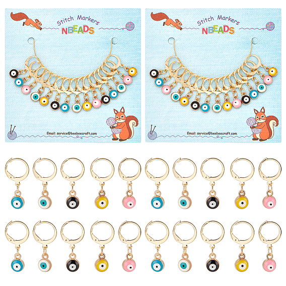 15 шт. 5 цветной сплав эмаль амулеты сглаза блокирующие стежки, с позолоченными 304 фурнитурой из нержавеющей стали