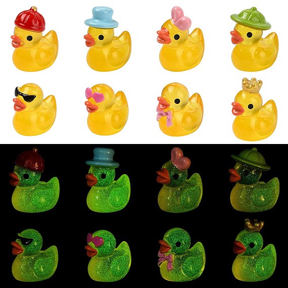 40pcs 8 styles modèle miniature de canard en résine, accessoires de maison de poupée micro paysage, faire semblant de décorations d'accessoires