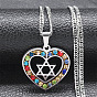 201 подвеска в форме сердца из нержавеющей стали с разноцветными стразами и звездой Давида