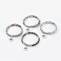 Natural Gemstone Beads Bangles, with Tibetan Style Alloy Lotus Pendants and Finding and Rectangle OPP Cellophane Bags, Antique Silver