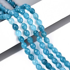 Природные окрашенные белого нефрита нитей бисера, баррель, граненые