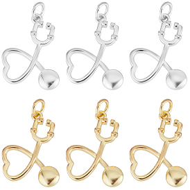 10 шт. 2 цвета латунные подвески, подвески-сердечные стетоскопы