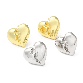 Rack Plating Brass Split Heart Stud Earrings