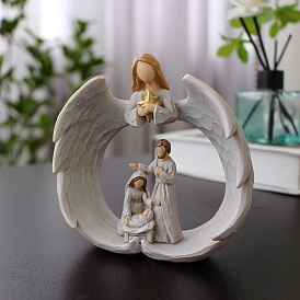 Resin Religion Angels Holy Family Sculptures, for Home Garden Yard Decoration