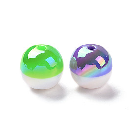 Perles de résine opaques bicolores, couleur ab , ronde