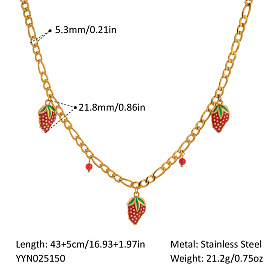 304 Женские нагрудные ожерелья с подвеской в виде красной клубники из нержавеющей стали