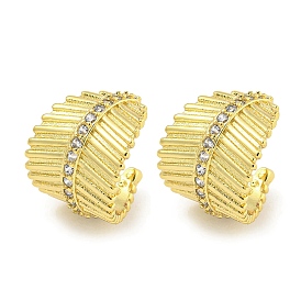 Brass Micro Pave Cubic Zirconia Cuff Earrings, for Women, Leaf