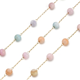 Ручная работа 304 цепочки из окрашенных бусин-ракушек из нержавеющей стали, долговечный, пайки, с катушкой, ионное покрытие (ip)