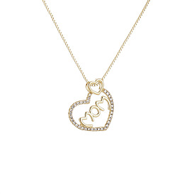 Sparkling White Zircon MOM Necklace in 18k Gold for Women - Elegant European Style Jewelry