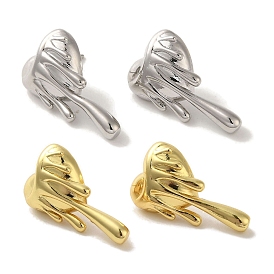 Rack Plating Brass Stud Earrings, Long-Lasting Plated, Lead Free & Cadmium Free, Heart
