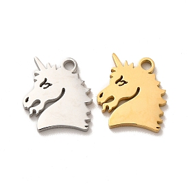 Ion Plating(IP) 304 Stainless Steel Charms, Unicorn