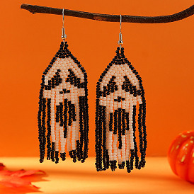 Halloween Style Skull Ghost Glass Bead Handmade Earrings for Women