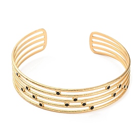 304 Stainless Steel Multi Line Cuff Bangle with Enamel