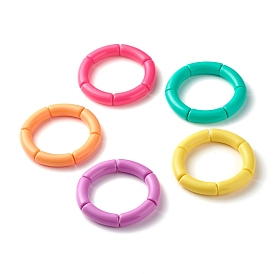 Candy Color Chunky Acrylic Tube Beads Stretch Bracelet for Girl Women