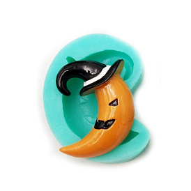 DIY Moon with Witch Hat Food Grade Silicone Molds, Fondant Molds, for Chocolate, Candy, UV Resin & Epoxy Resin Halloween Ornament Making