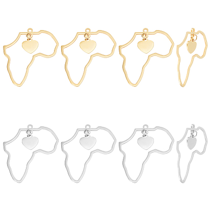 8 шт. 2 цвета 201 подвески из нержавеющей стали, карта с сердцем