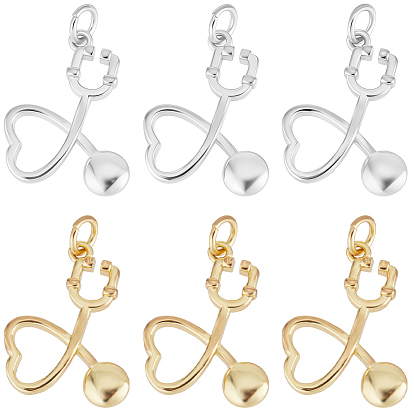 10 шт. 2 цвета латунные подвески, подвески-сердечные стетоскопы