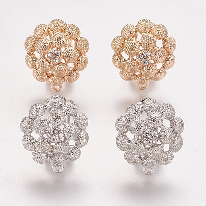 Сплав серьги горный хрусталь выводы, с петлей, цветок