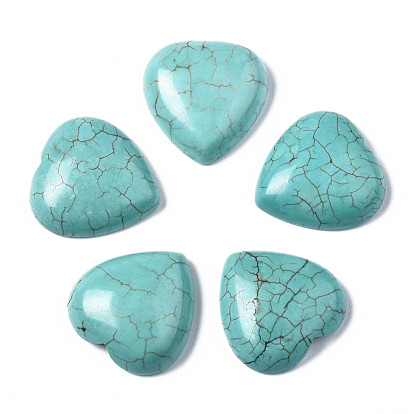 Natural Howlite Cabochons, Dyed, Heart