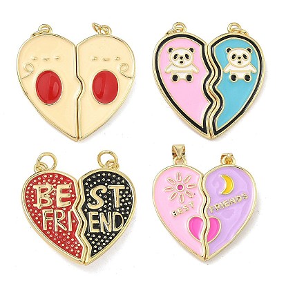 Латунь эмаль подвески, сердце прелести, с магнитным, сплит подвески, без свинца и без кадмия, стойки покрытие, долговечный, реальный 18 k позолоченный