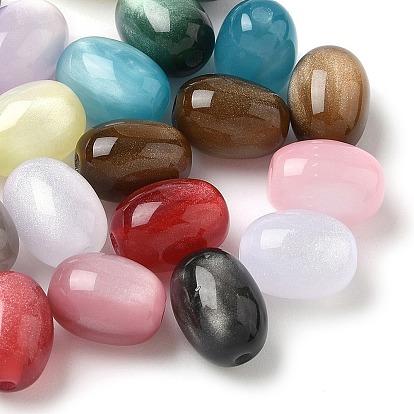 Бусины из смолы с имитацией кошачьего глаза, овальные, с блеском порошок, граненые