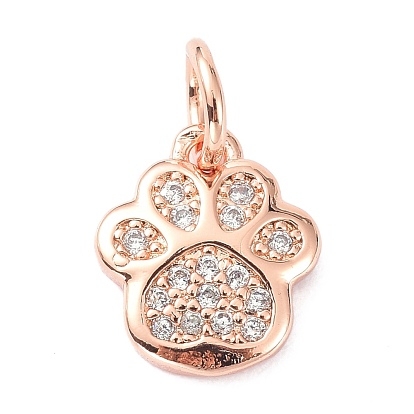 Brass Micro Pave Cubic Zirconia Charms, with Jump Ring, Long-Lasting Plated, Lead Free & Cadmium Free, Footprint