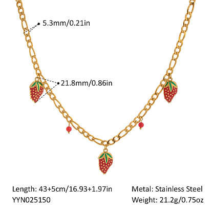 304 Женские нагрудные ожерелья с подвеской в виде красной клубники из нержавеющей стали