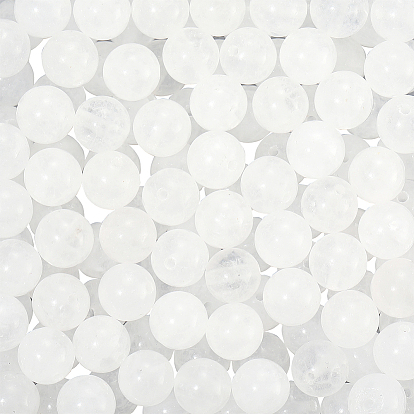 120 шт. круглые бусины из натурального белого нефрита