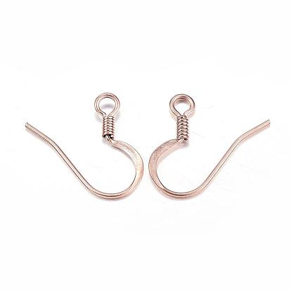Ion Plating(IP) 304 Stainless Steel French Earring Hooks, Flat Earring Hooks, Ear Wire, with Horizontal Loop