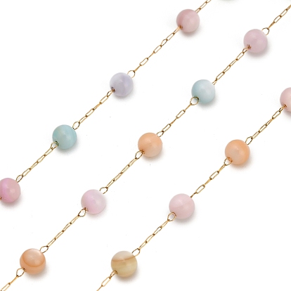 Ручная работа 304 цепочки из окрашенных бусин-ракушек из нержавеющей стали, долговечный, пайки, с катушкой, ионное покрытие (ip)