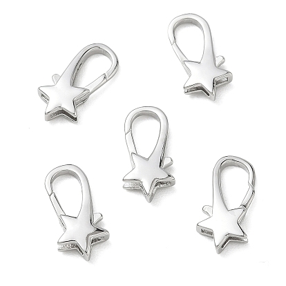 SHEGRACE Brass Lobster Claw Clasps, Star, Cadmium Free & Lead Free & Nickel Free