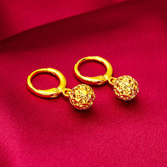 Полые круглые латунные серьги-кольца