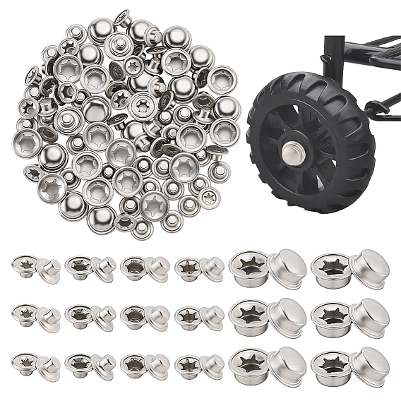90Pcs 6 Styles Iron Bag Buckles, Flat Round