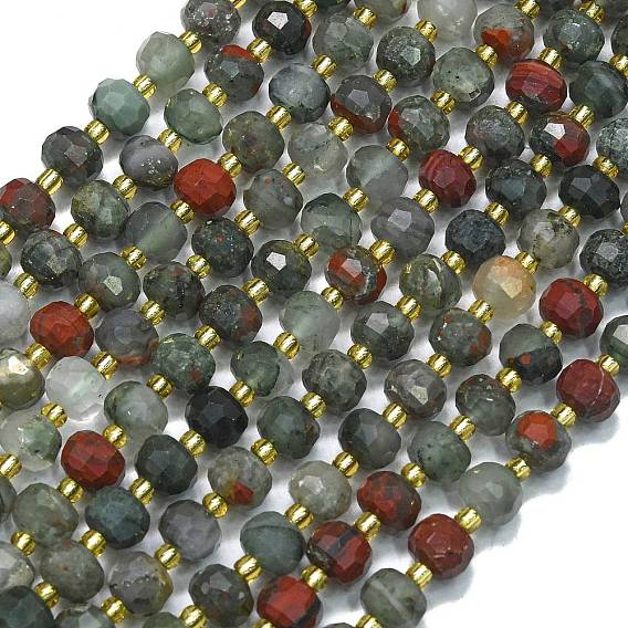 Природные африканские гелиотроп бисер пряди, с бисером, граненые, фонарь