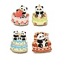 Printed Alloy Enamel Pins, Alloy Lapel Pin Backs for Backpack Clothes, Panda with Birthday Cake, Golden