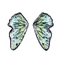 Transparent Epoxy Resin Cabochons, Double-Sided, with Sequins, Wing