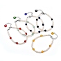 Natural Gemstone Beaded Bracelets, with Evil Eye Lampwork Beads, Natural Pearl Beads, Brass Beads and 304 Stainless Steel Lobster Claw Clasps