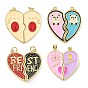 Латунь эмаль подвески, сердце прелести, с магнитным, сплит подвески, без свинца и без кадмия, стойки покрытие, долговечный, реальный 18 k позолоченный