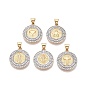 Латунные микропаве прозрачные подвески с фианитом, плоские круглые прелести, два тона