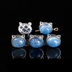 Natural Aquamarine Beads, with Alloy Finding, Cat